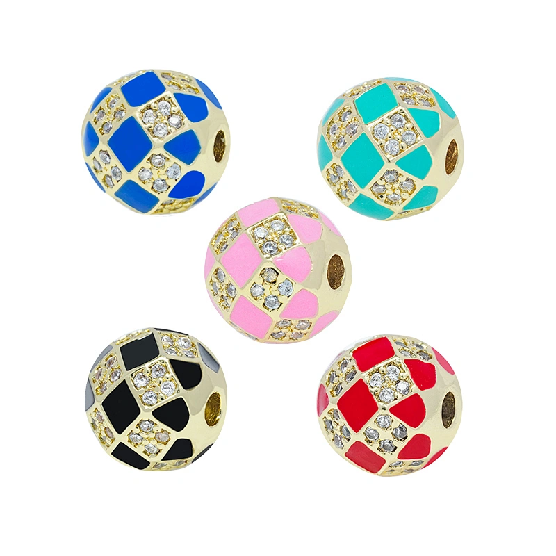 Factory Jewelry Making round shape Bracelet Necklace Beads DIY Jewelry Wholesale CZ Football Shape Spacer Charms  Round beads