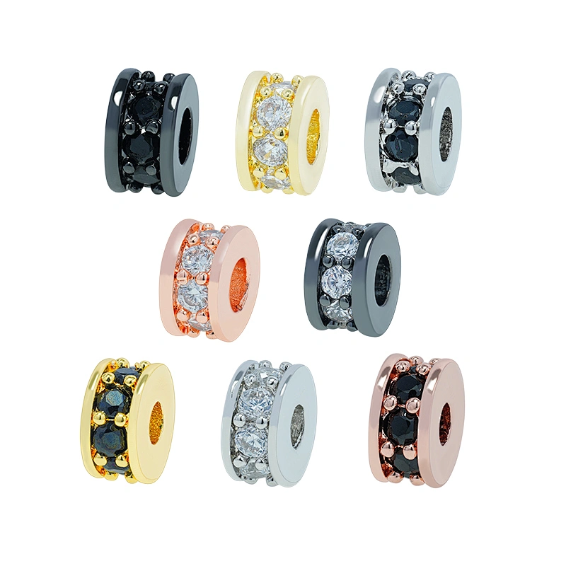 2022 New Arrival Spacers Beads Jewelry Making  Bracelet Necklace Beads DIY Wholesale CZ Cylindrical Spacer Charms  Beads