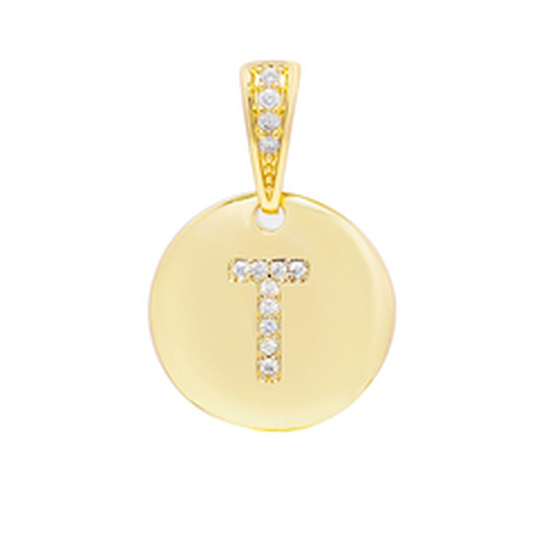 New style  Round Shape Letter Pendants Necklace Pendant Charms DIY Necklace Making Jewelry CZ Letter Pendants Charms