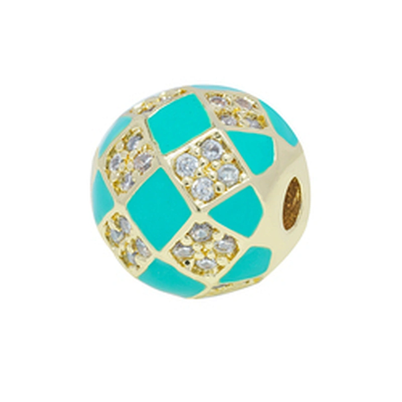 Factory Jewelry Making round shape Bracelet Necklace Beads DIY Jewelry Wholesale CZ Football Shape Spacer Charms  Round beads