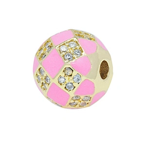 Factory Jewelry Making round shape Bracelet Necklace Beads DIY Jewelry Wholesale CZ Football Shape Spacer Charms  Round beads