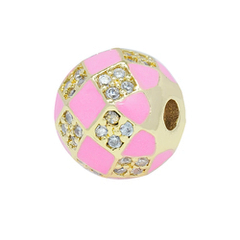 Factory Jewelry Making round shape Bracelet Necklace Beads DIY Jewelry Wholesale CZ Football Shape Spacer Charms  Round beads