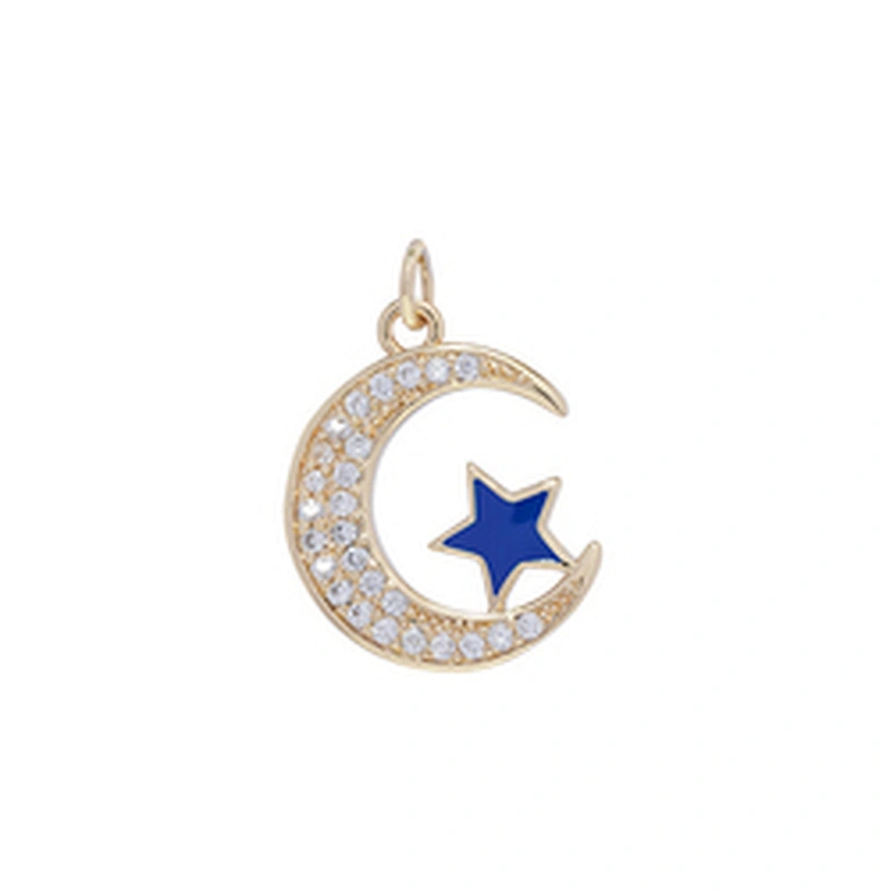 2022 Beautiful Moon Pendants Bracelet Necklace Pendant Charms DIY Bracelet Making Jewelry CZ Moon Shaped Pendants Charms