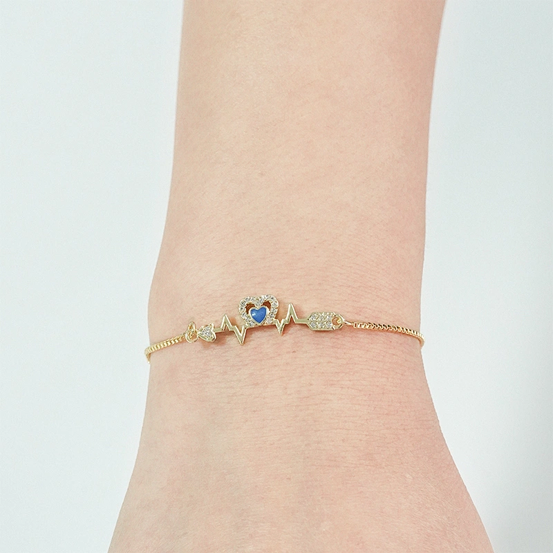 Fashion Heart Shape Bracelet Connectors For Jewelry Making DIY Gold Accessories Bracelets Charms CZ Heart Bracelet Connectors