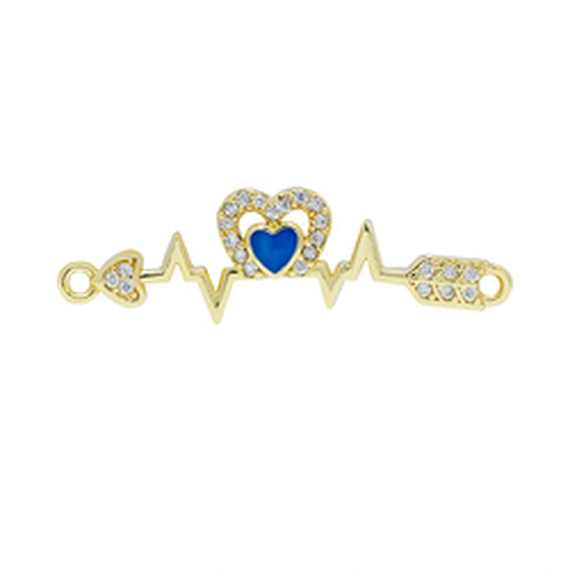Fashion Heart Shape Bracelet Connectors For Jewelry Making DIY Gold Accessories Bracelets Charms CZ Heart Bracelet Connectors