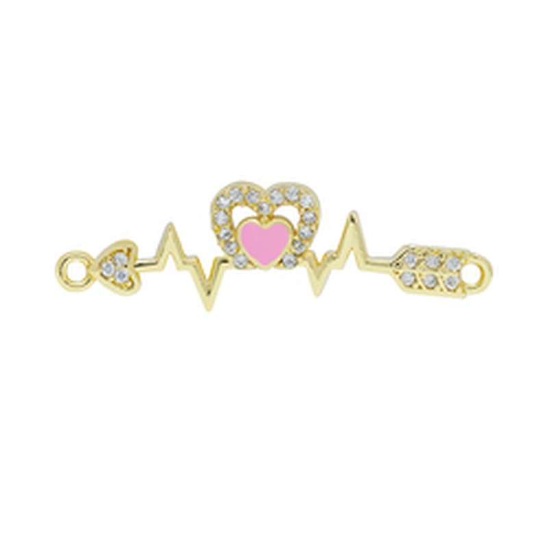 Fashion Heart Shape Bracelet Connectors For Jewelry Making DIY Gold Accessories Bracelets Charms CZ Heart Bracelet Connectors