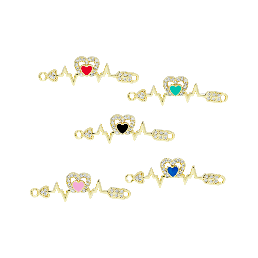 Fashion Heart Shape Bracelet Connectors For Jewelry Making DIY Gold Accessories Bracelets Charms CZ Heart Bracelet Connectors