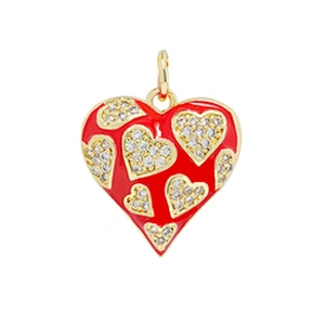 Fashion Heart Shape  Pendants  Necklace Pendant Charms DIY Bracelet Making  Gold Plated Jewelry CZ Heart Shape Pendants Charms