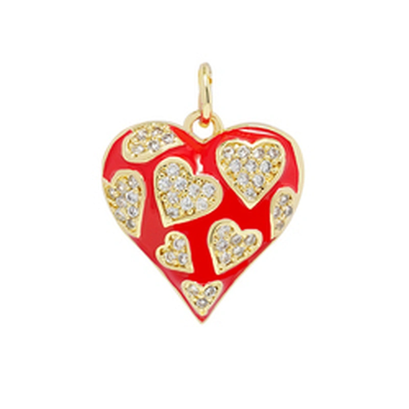 Fashion Heart Shape  Pendants  Necklace Pendant Charms DIY Bracelet Making  Gold Plated Jewelry CZ Heart Shape Pendants Charms