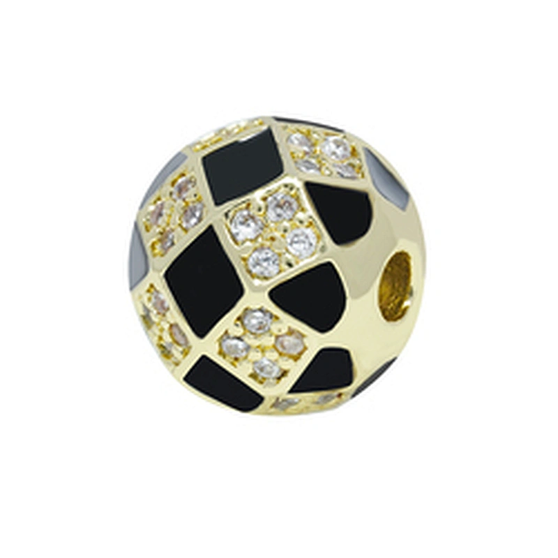 Factory Jewelry Making round shape Bracelet Necklace Beads DIY Jewelry Wholesale CZ Football Shape Spacer Charms  Round beads