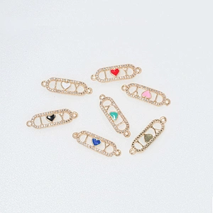 Fashion Heart Shape Bracelets Connectors Jewelry Making DIY Gold Accessories Bracelets Charms CZ Heart Bracelet Connectors