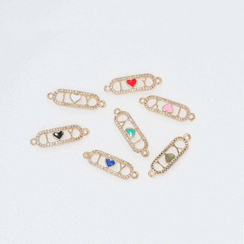 Fashion Heart Shape Bracelets Connectors Jewelry Making DIY Gold Accessories Bracelets Charms CZ Heart Bracelet Connectors
