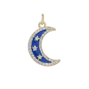 Beautiful Style Moon Pendants Bracelet Necklace Pendant Charms DIY Bracelet Making Jewelry CZ Moon Shaped Pendants Charms
