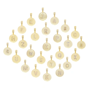 New style  Round Shape Letter Pendants Necklace Pendant Charms DIY Necklace Making Jewelry CZ Letter Pendants Charms