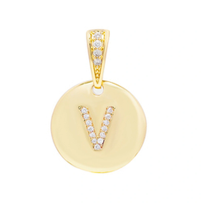 New style  Round Shape Letter Pendants Necklace Pendant Charms DIY Necklace Making Jewelry CZ Letter Pendants Charms