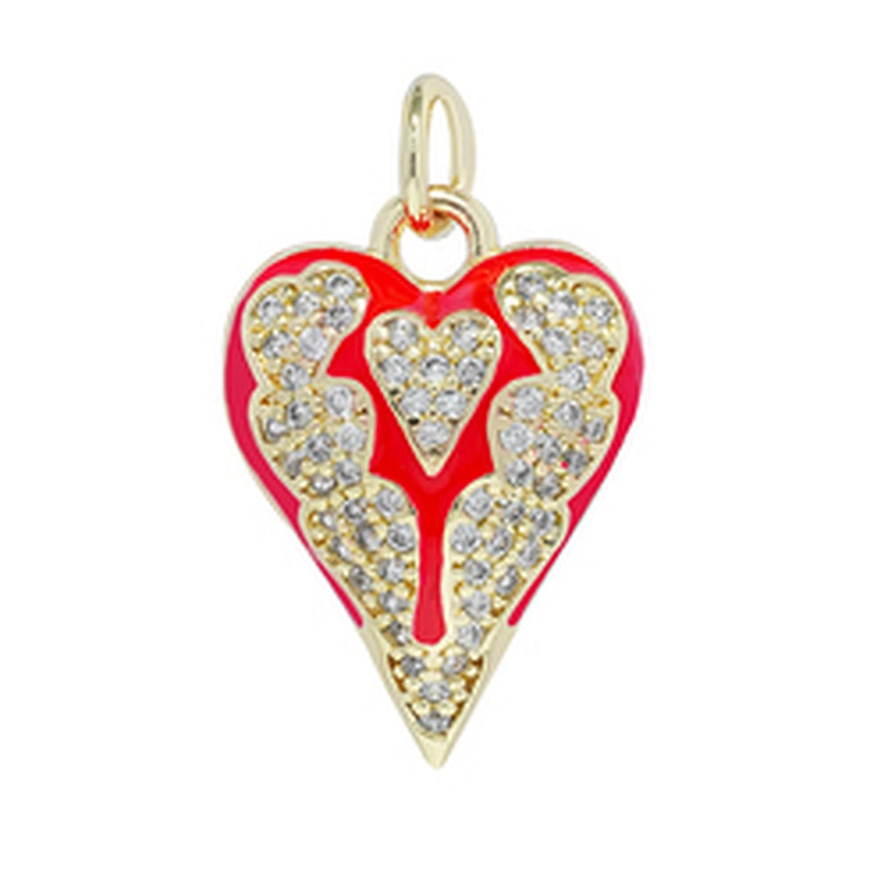 Factory Heart Shape Pendants Necklace Pendant Charms Bracelet Making 18k Gold Plated Jewelry CZ Heart Shape Pendants Charms DIY