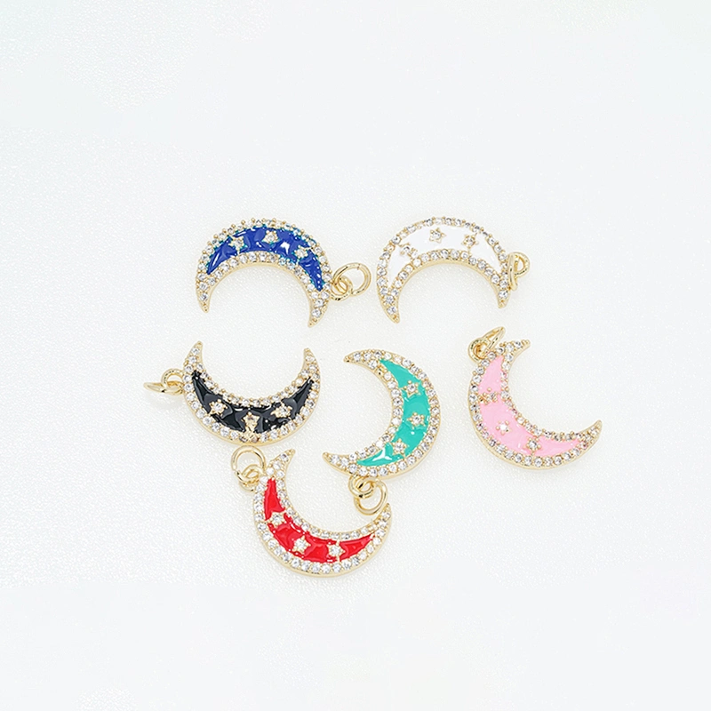 Beautiful Style Moon Pendants Bracelet Necklace Pendant Charms DIY Bracelet Making Jewelry CZ Moon Shaped Pendants Charms