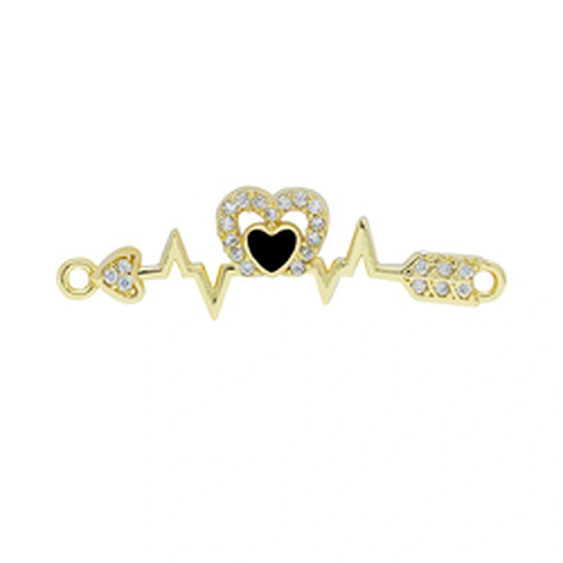 Fashion Heart Shape Bracelet Connectors For Jewelry Making DIY Gold Accessories Bracelets Charms CZ Heart Bracelet Connectors
