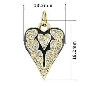 Factory Heart Shape Pendants Necklace Pendant Charms Bracelet Making 18k Gold Plated Jewelry CZ Heart Shape Pendants Charms DIY