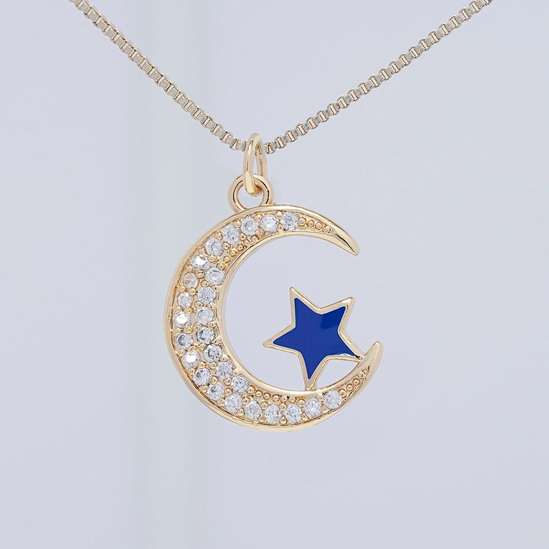 2022 Beautiful Moon Pendants Bracelet Necklace Pendant Charms DIY Bracelet Making Jewelry CZ Moon Shaped Pendants Charms