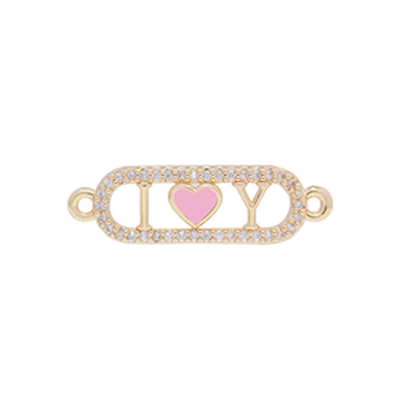Fashion Heart Shape Bracelets Connectors Jewelry Making DIY Gold Accessories Bracelets Charms CZ Heart Bracelet Connectors