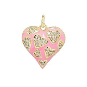 Fashion Heart Shape  Pendants  Necklace Pendant Charms DIY Bracelet Making  Gold Plated Jewelry CZ Heart Shape Pendants Charms