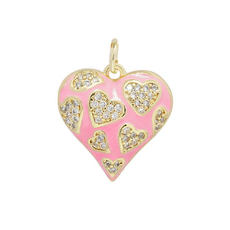 Fashion Heart Shape  Pendants  Necklace Pendant Charms DIY Bracelet Making  Gold Plated Jewelry CZ Heart Shape Pendants Charms