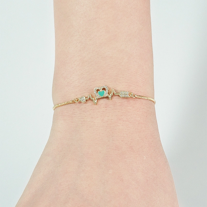 Fashion Heart Shape Bracelet Connectors For Jewelry Making DIY Gold Accessories Bracelets Charms CZ Heart Bracelet Connectors