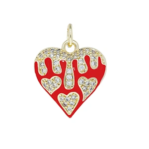 2022 Heart Shape  Pendants  Necklace Pendant Charms DIY Bracelet Making  Gold Plated Jewelry CZ Heart Shape Pendants Charms