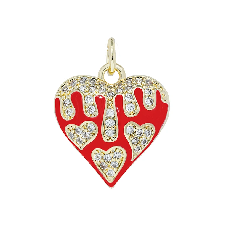 2022 Heart Shape  Pendants  Necklace Pendant Charms DIY Bracelet Making  Gold Plated Jewelry CZ Heart Shape Pendants Charms