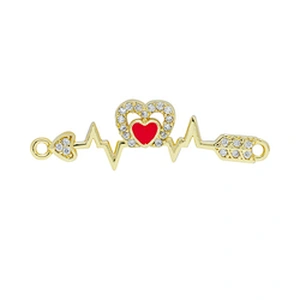 Fashion Heart Shape Bracelet Connectors For Jewelry Making DIY Gold Accessories Bracelets Charms CZ Heart Bracelet Connectors