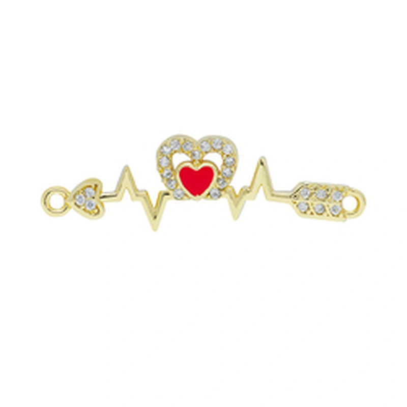 Fashion Heart Shape Bracelet Connectors For Jewelry Making DIY Gold Accessories Bracelets Charms CZ Heart Bracelet Connectors