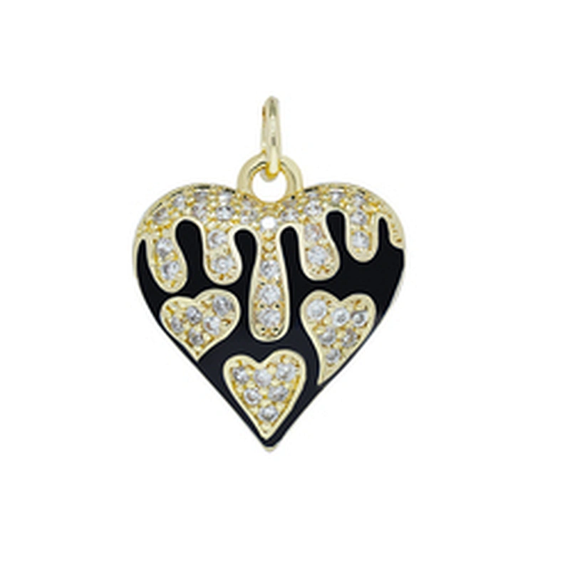 2022 Heart Shape  Pendants  Necklace Pendant Charms DIY Bracelet Making  Gold Plated Jewelry CZ Heart Shape Pendants Charms