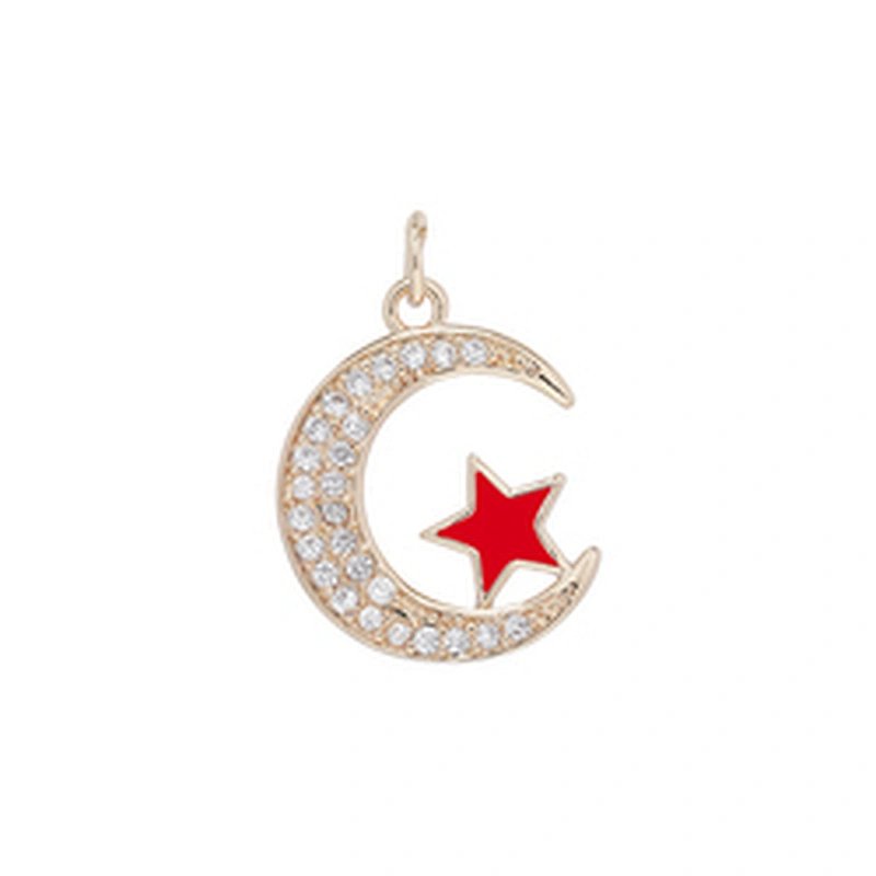 2022 Beautiful Moon Pendants Bracelet Necklace Pendant Charms DIY Bracelet Making Jewelry CZ Moon Shaped Pendants Charms
