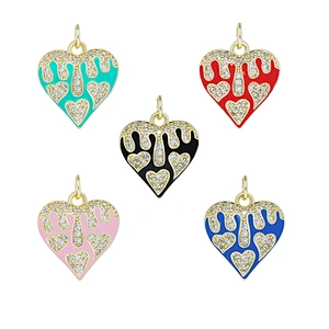 2022 Heart Shape  Pendants  Necklace Pendant Charms DIY Bracelet Making  Gold Plated Jewelry CZ Heart Shape Pendants Charms