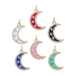 Beautiful Style Moon Pendants Bracelet Necklace Pendant Charms DIY Bracelet Making Jewelry CZ Moon Shaped Pendants Charms