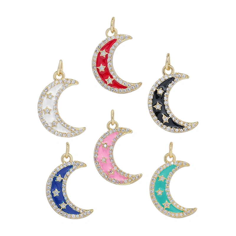 Beautiful Style Moon Pendants Bracelet Necklace Pendant Charms DIY Bracelet Making Jewelry CZ Moon Shaped Pendants Charms