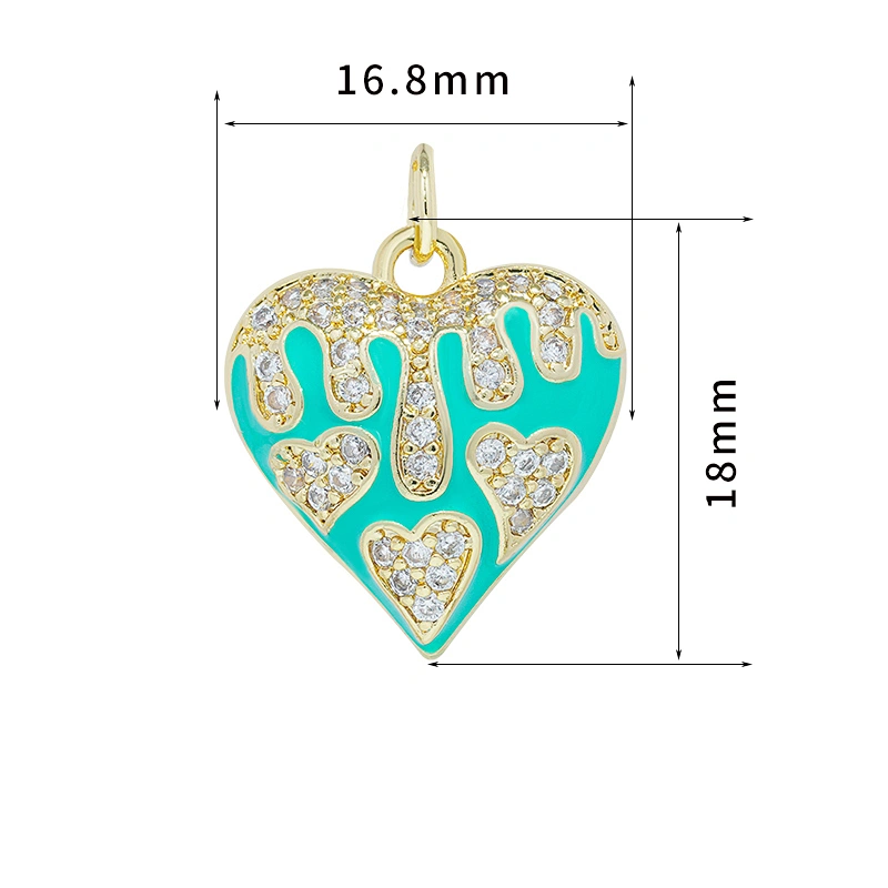 2022 Heart Shape  Pendants  Necklace Pendant Charms DIY Bracelet Making  Gold Plated Jewelry CZ Heart Shape Pendants Charms
