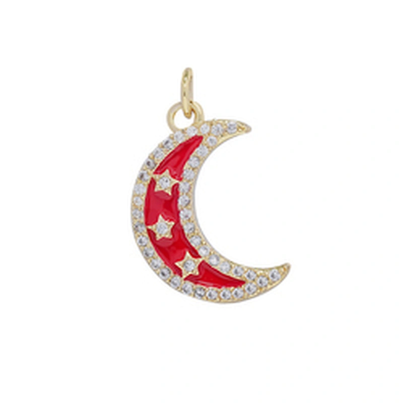 Beautiful Style Moon Pendants Bracelet Necklace Pendant Charms DIY Bracelet Making Jewelry CZ Moon Shaped Pendants Charms