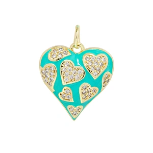 Fashion Heart Shape  Pendants  Necklace Pendant Charms DIY Bracelet Making  Gold Plated Jewelry CZ Heart Shape Pendants Charms