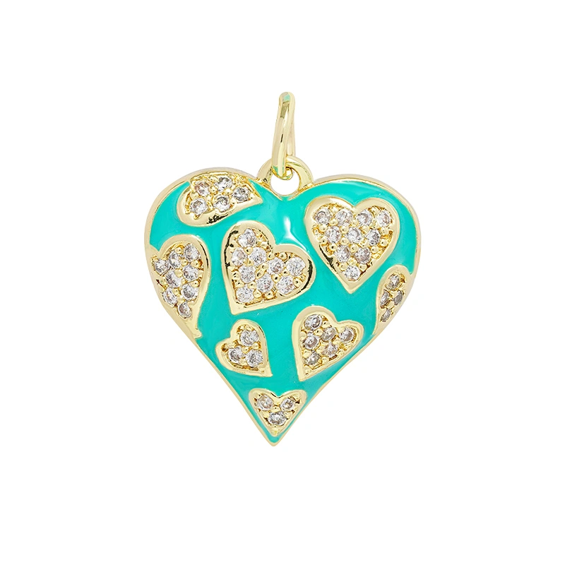 Fashion Heart Shape  Pendants  Necklace Pendant Charms DIY Bracelet Making  Gold Plated Jewelry CZ Heart Shape Pendants Charms