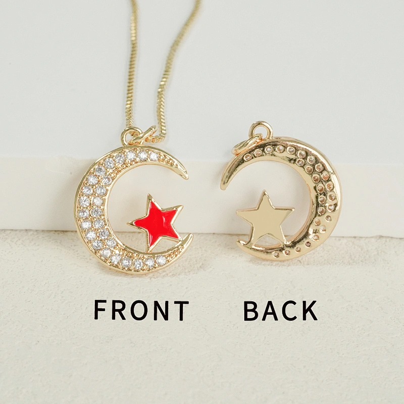 2022 Beautiful Moon Pendants Bracelet Necklace Pendant Charms DIY Bracelet Making Jewelry CZ Moon Shaped Pendants Charms