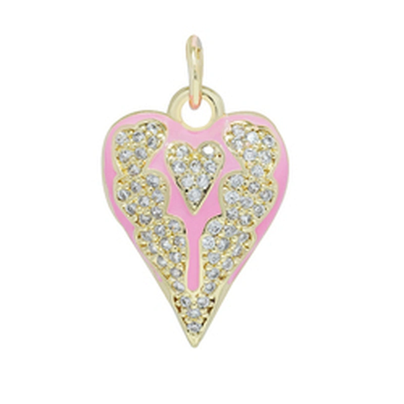Factory Heart Shape Pendants Necklace Pendant Charms Bracelet Making 18k Gold Plated Jewelry CZ Heart Shape Pendants Charms DIY