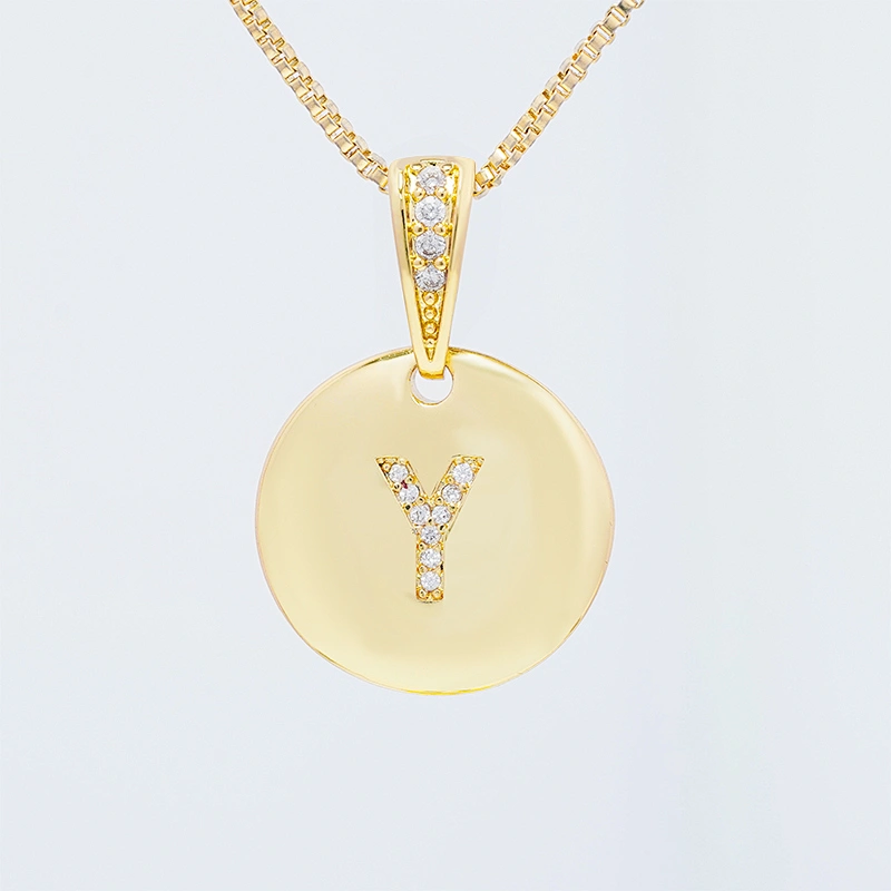 New style  Round Shape Letter Pendants Necklace Pendant Charms DIY Necklace Making Jewelry CZ Letter Pendants Charms