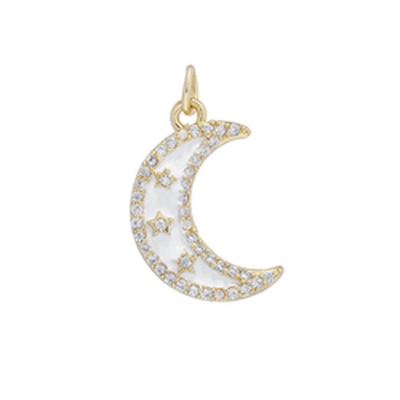 Beautiful Style Moon Pendants Bracelet Necklace Pendant Charms DIY Bracelet Making Jewelry CZ Moon Shaped Pendants Charms