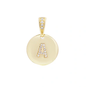 New style  Round Shape Letter Pendants Necklace Pendant Charms DIY Necklace Making Jewelry CZ Letter Pendants Charms