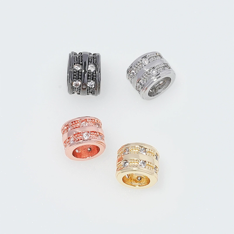 2022 New Arrival Spacers Beads Jewelry Making  Bracelet Necklace Beads DIY Wholesale CZ Cylindrical Spacer Charms  beads