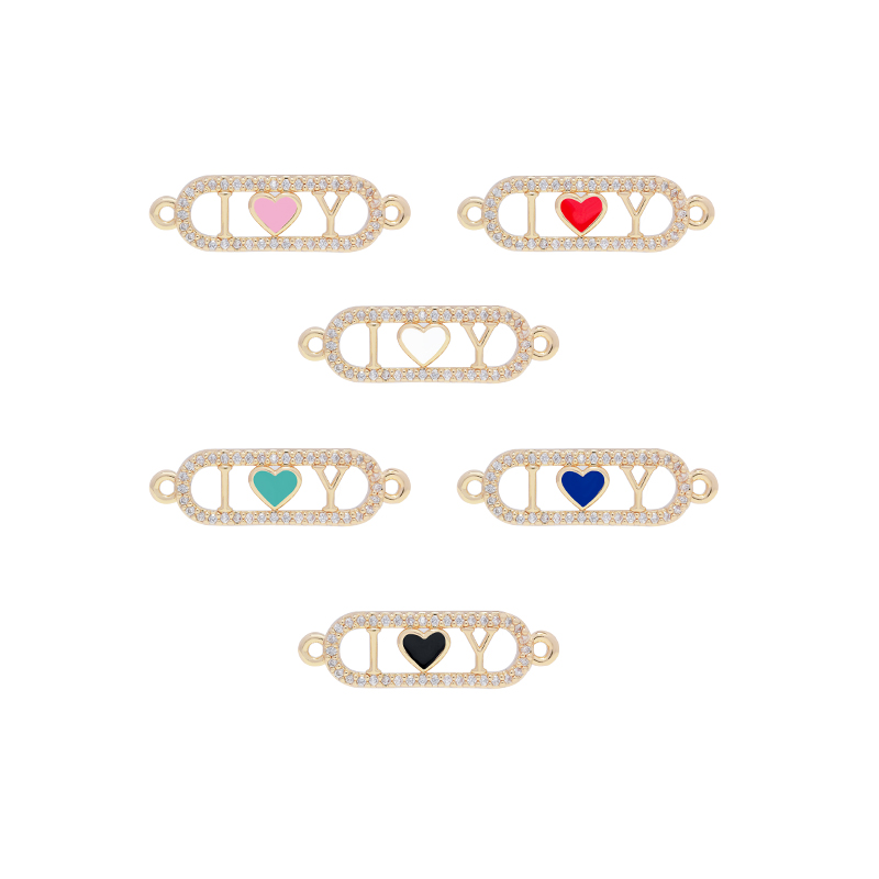 Fashion Heart Shape Bracelets Connectors Jewelry Making DIY Gold Accessories Bracelets Charms CZ Heart Bracelet Connectors