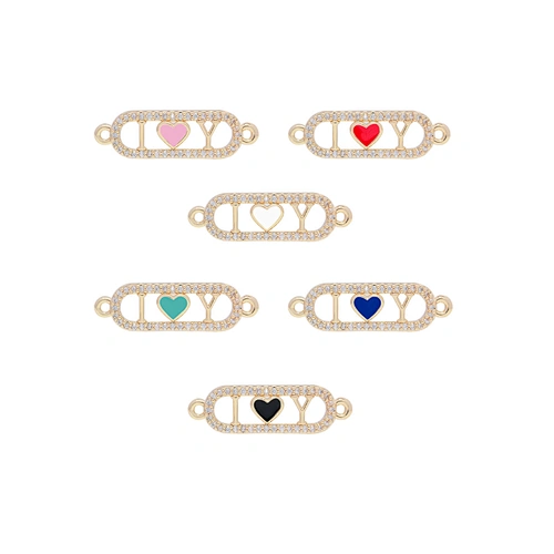 Fashion Heart Shape Bracelets Connectors Jewelry Making DIY Gold Accessories Bracelets Charms CZ Heart Bracelet Connectors
