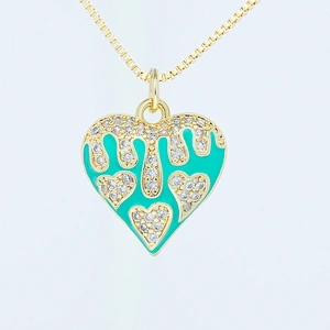 2022 Heart Shape  Pendants  Necklace Pendant Charms DIY Bracelet Making  Gold Plated Jewelry CZ Heart Shape Pendants Charms